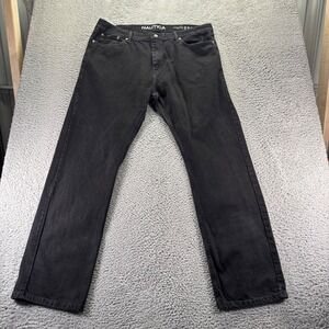 Vintage Nautica Jeans Mens 42x36 Black Dark Wash Cotton Relaxed Fit Denim